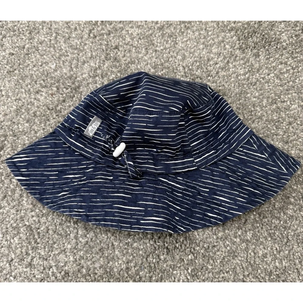 Jan & Jul Kids Bucket Hat Medium Adjustable Chin Strap Blue White Cotton Beach
